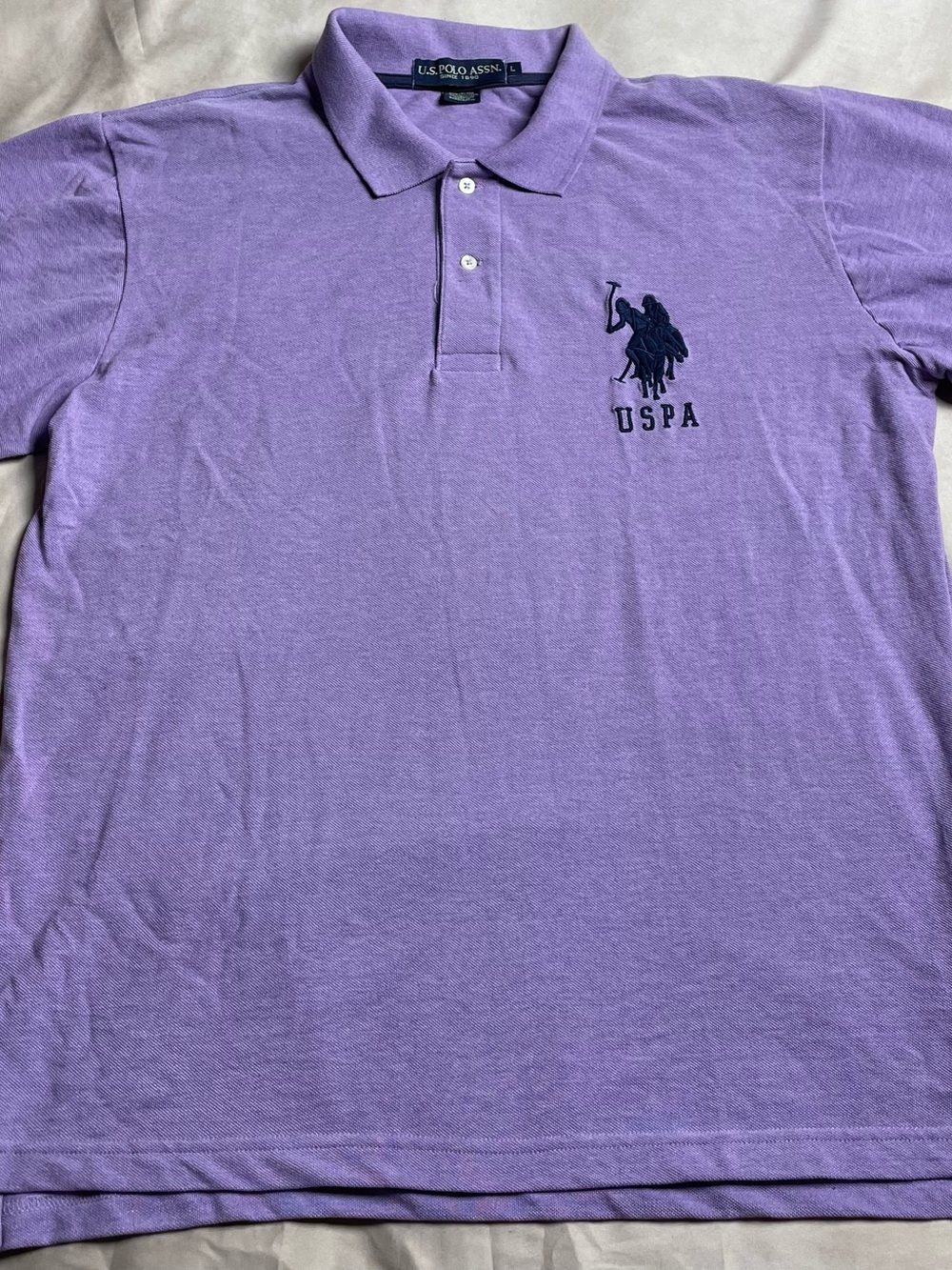 Vintage U.S. Polo Assn. Men's Polo Shirt – Purple Lavender, Big Logo, Size L